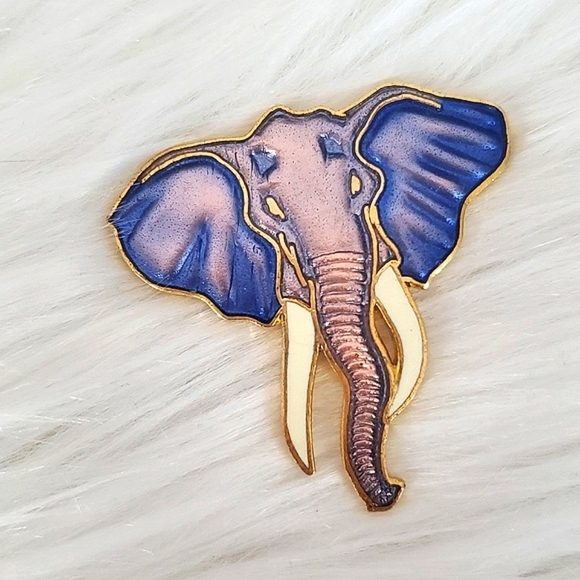 Vintage 1989 80s William Spear Enamel Champleve Handmade Elephant Brooch Pin 1.5 - Picture 5 of 10
